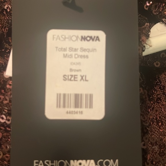 Fashion total star sequin Mindi dress bronze with rouge body con - Picture 6 of 6